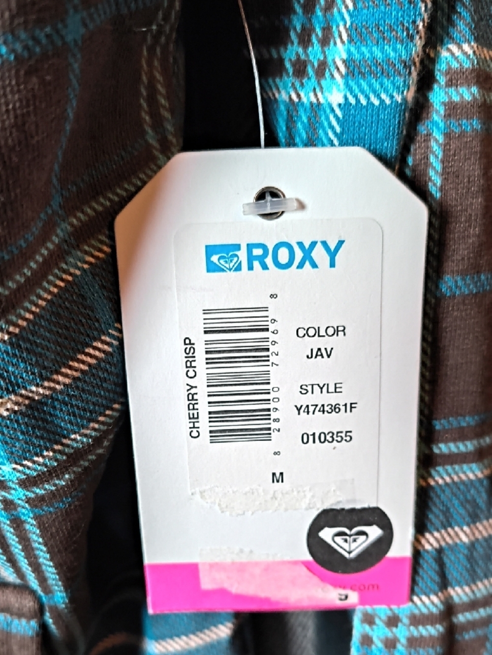 Roxy Turquoise and Brown Plaid Hooded Jacket - Picture 4 of 9